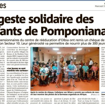 565€ récoltés par les enfants du centre Olbia à Pomponiana !